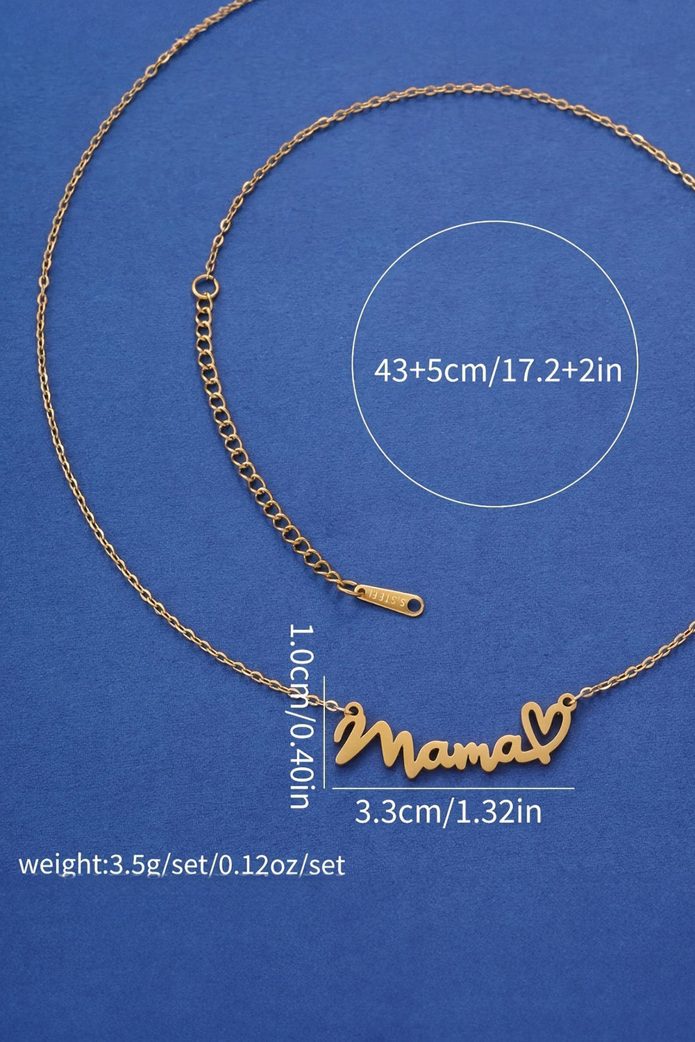 Gold Mama Letter Heart Pattern Necklace for Mothers