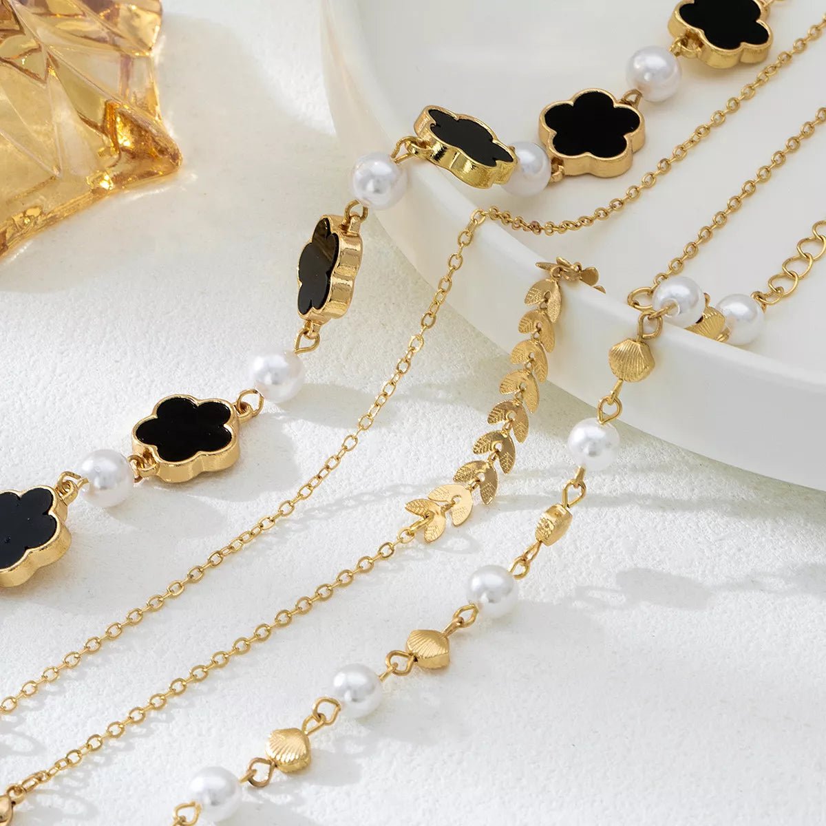 4 - Piece 18K Gold - Plated Alloy Resin Bracelet - MAD RUFFI