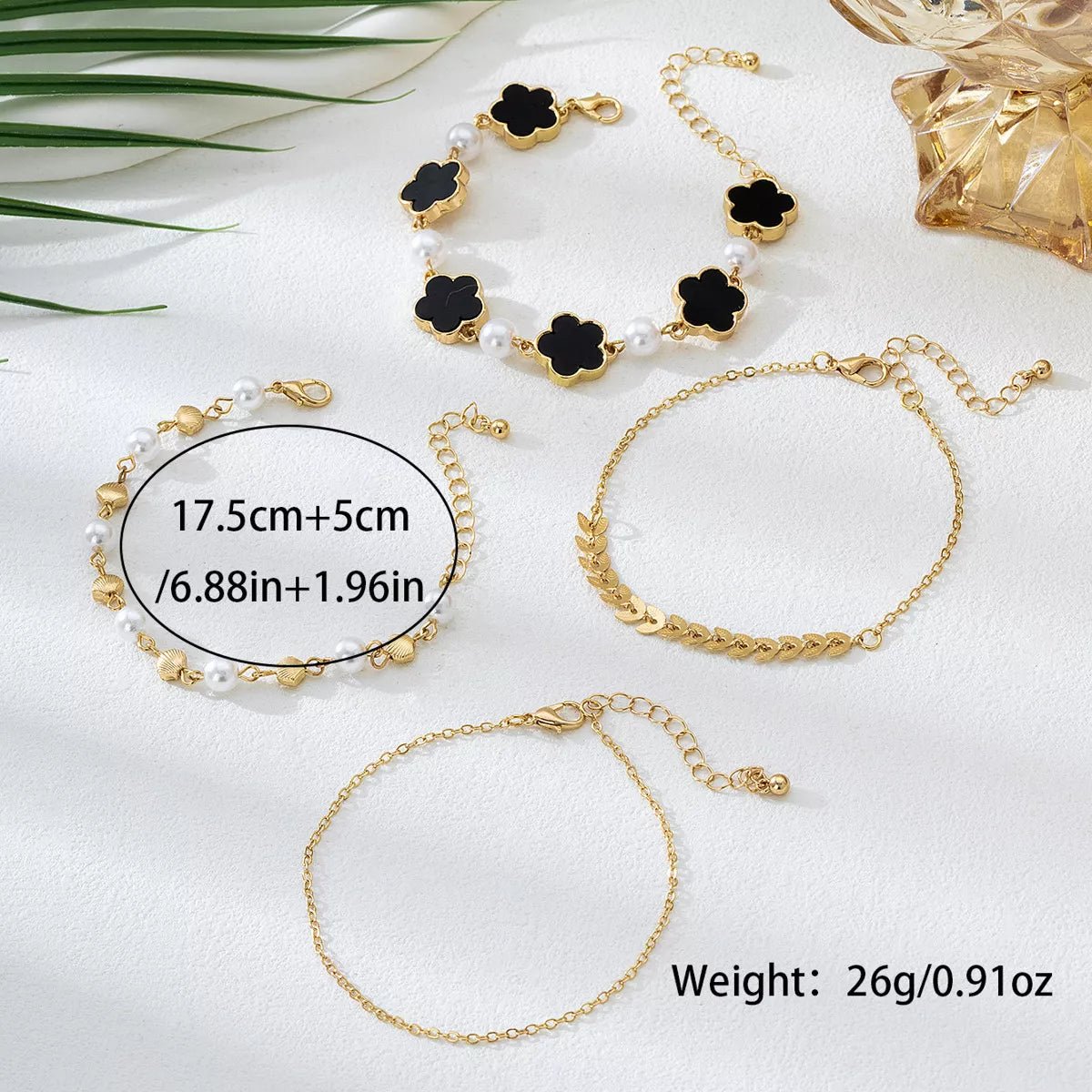 4 - Piece 18K Gold - Plated Alloy Resin Bracelet - MAD RUFFI