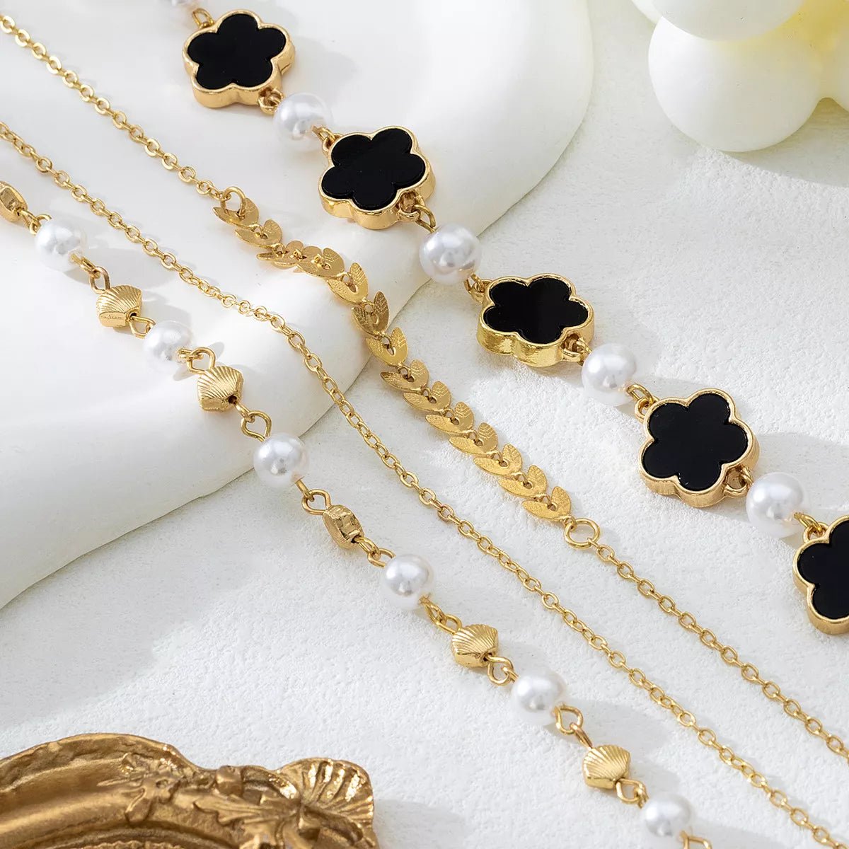 4 - Piece 18K Gold - Plated Alloy Resin Bracelet - MAD RUFFI