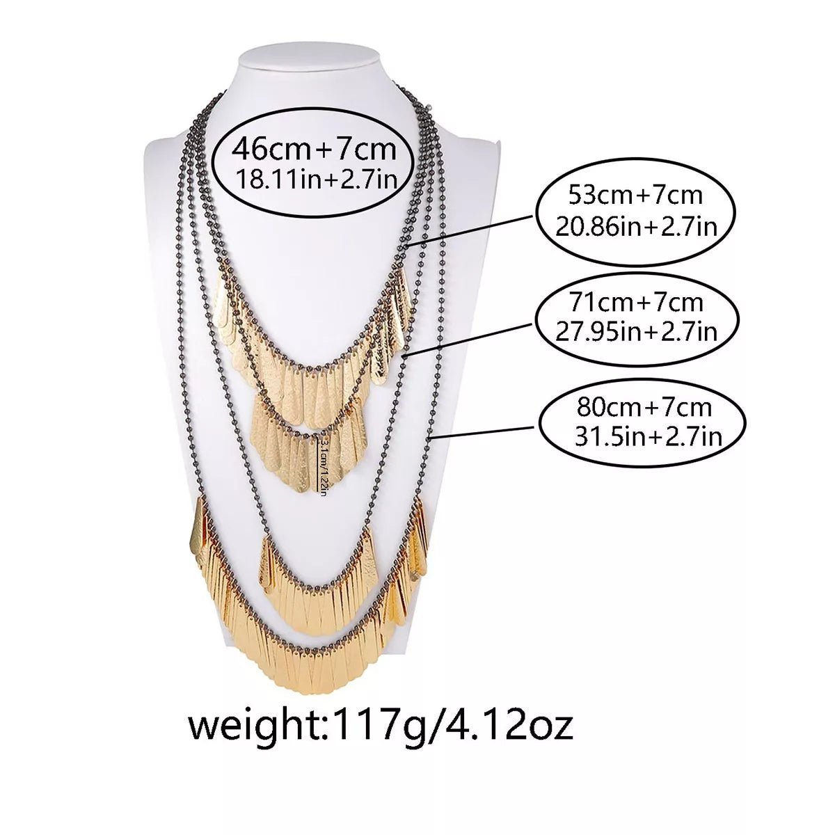 4 - Piece 18K Gold - Plated Iron Tassel Necklace - MAD RUFFI