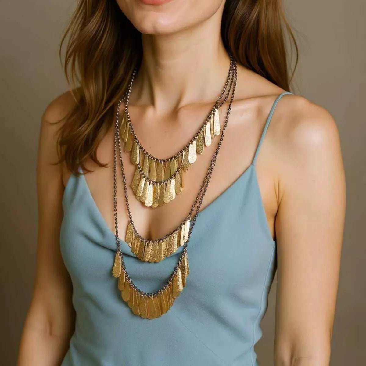 4 - Piece 18K Gold - Plated Iron Tassel Necklace - MAD RUFFI