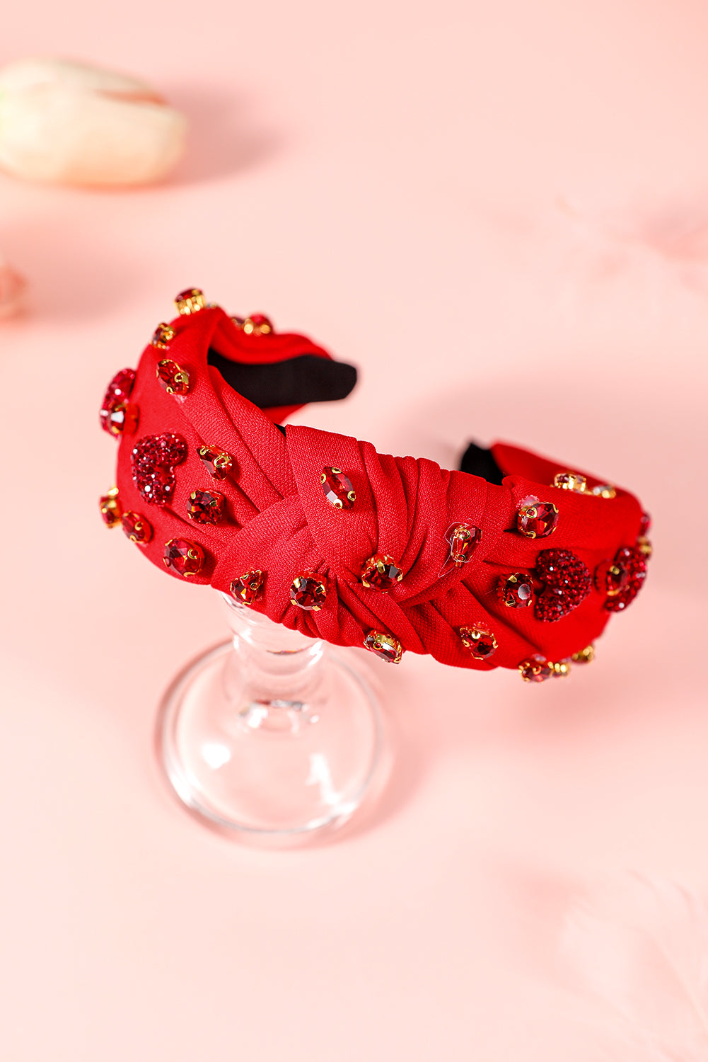 Diadema de cristal de forma de corazón rojo ardiente