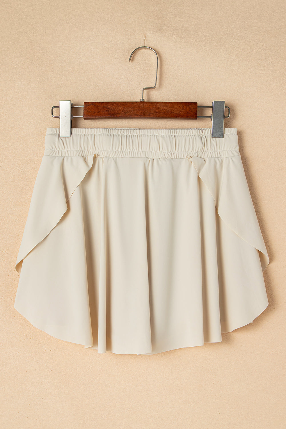 Beige Drawstring High Waist Lined Tennis Skort