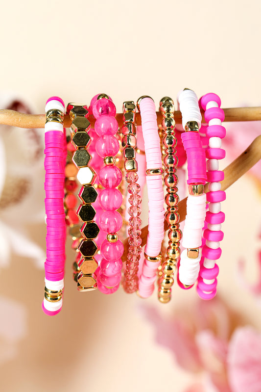 Sachet Pink Clay Bead Layered Bracelet for Stylish Women