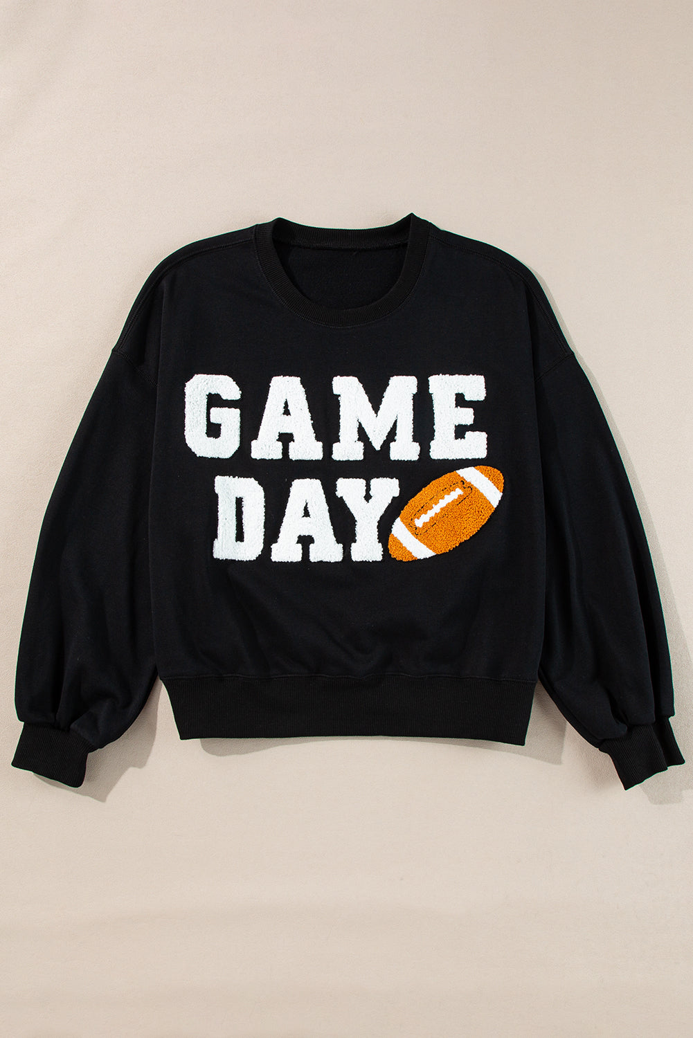 Schwarzes College-Sweatshirt mit GAME DAY-Grafik