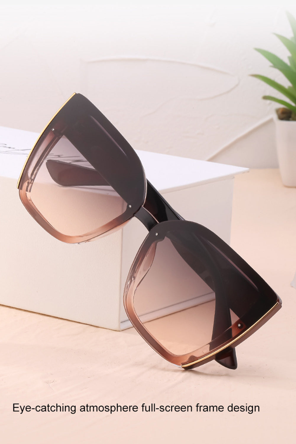 Carbon Grey Oversized Cat Eye Sunglasses