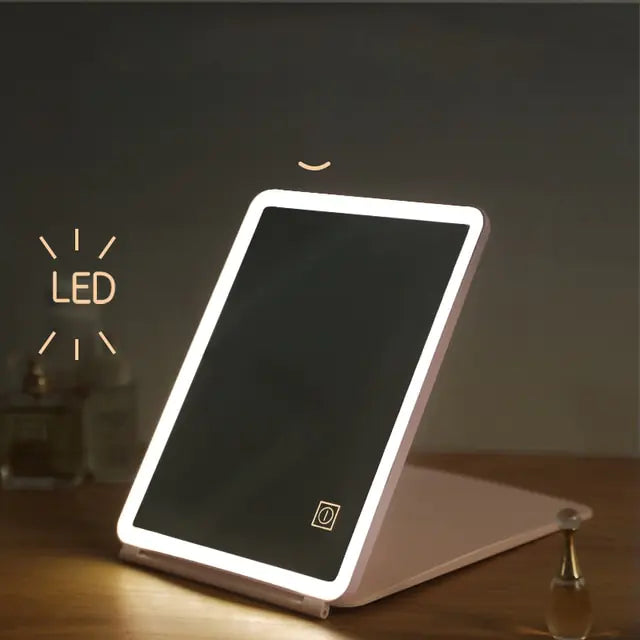 مرآة مكياج LED ذكية قابلة للطي