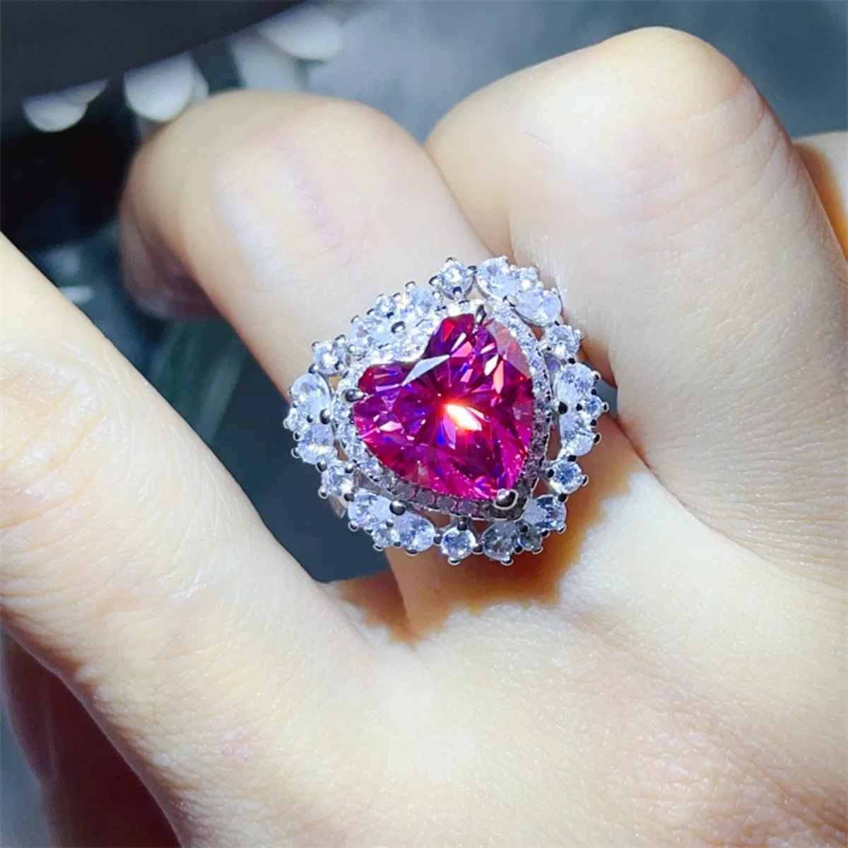 5 Carat Moissanite 925 Sterling Silver Heart - Shaped Ring - MAD RUFFI