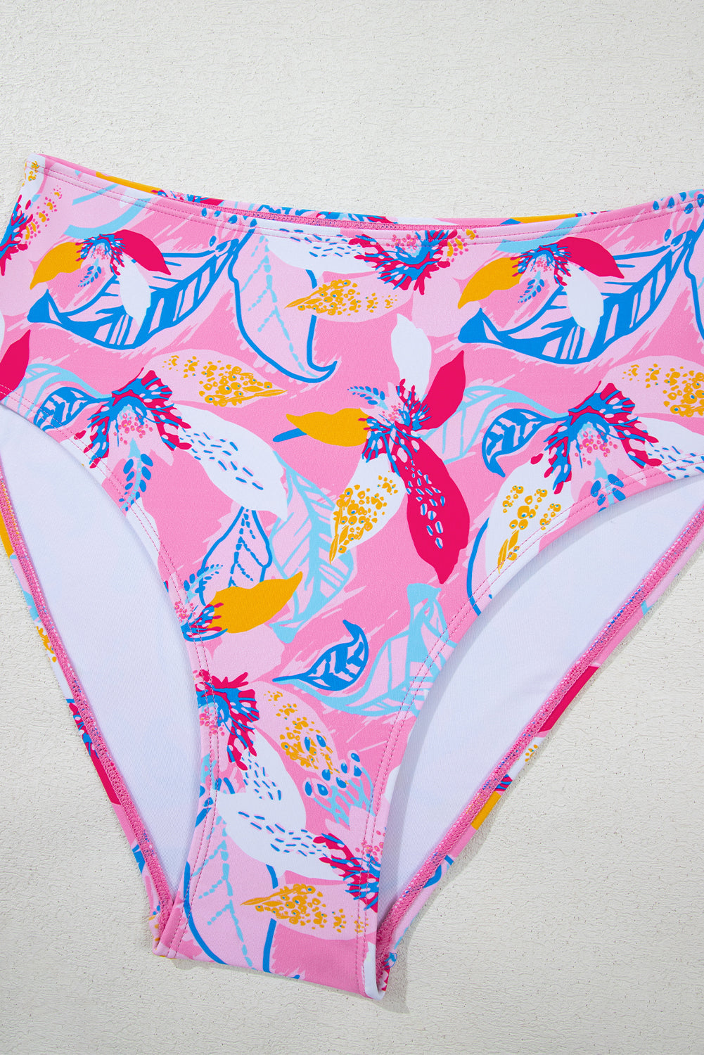 Bikini à cou licou à imprimé à floral rose