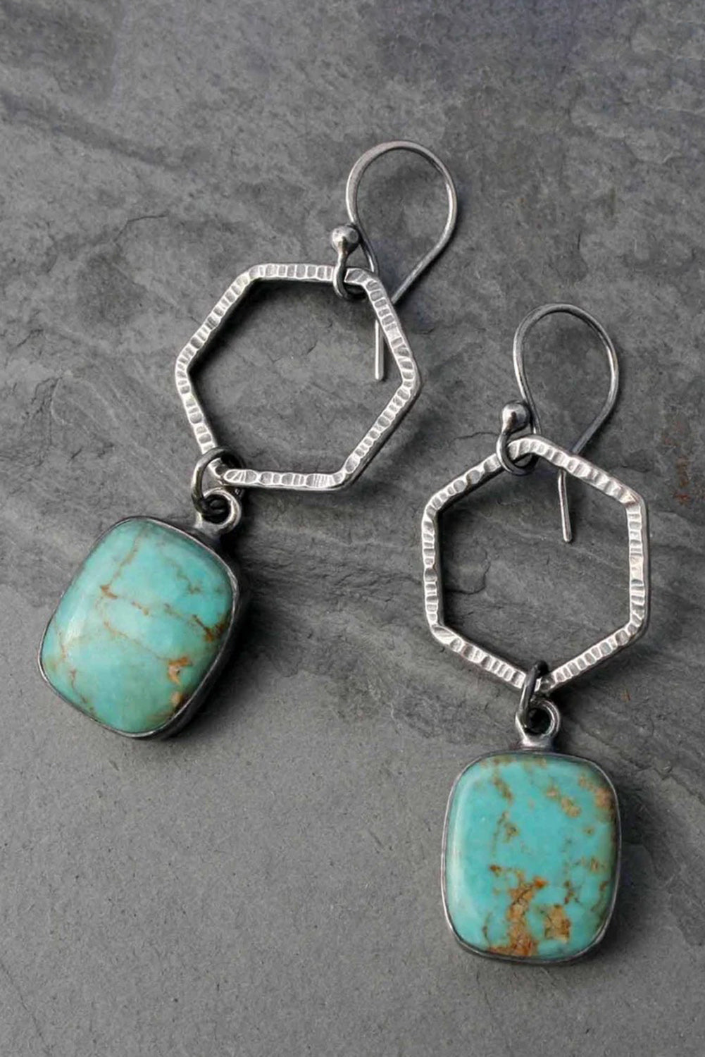 Boucles d'oreilles géométriques Turquoise vertes vintage pour le style