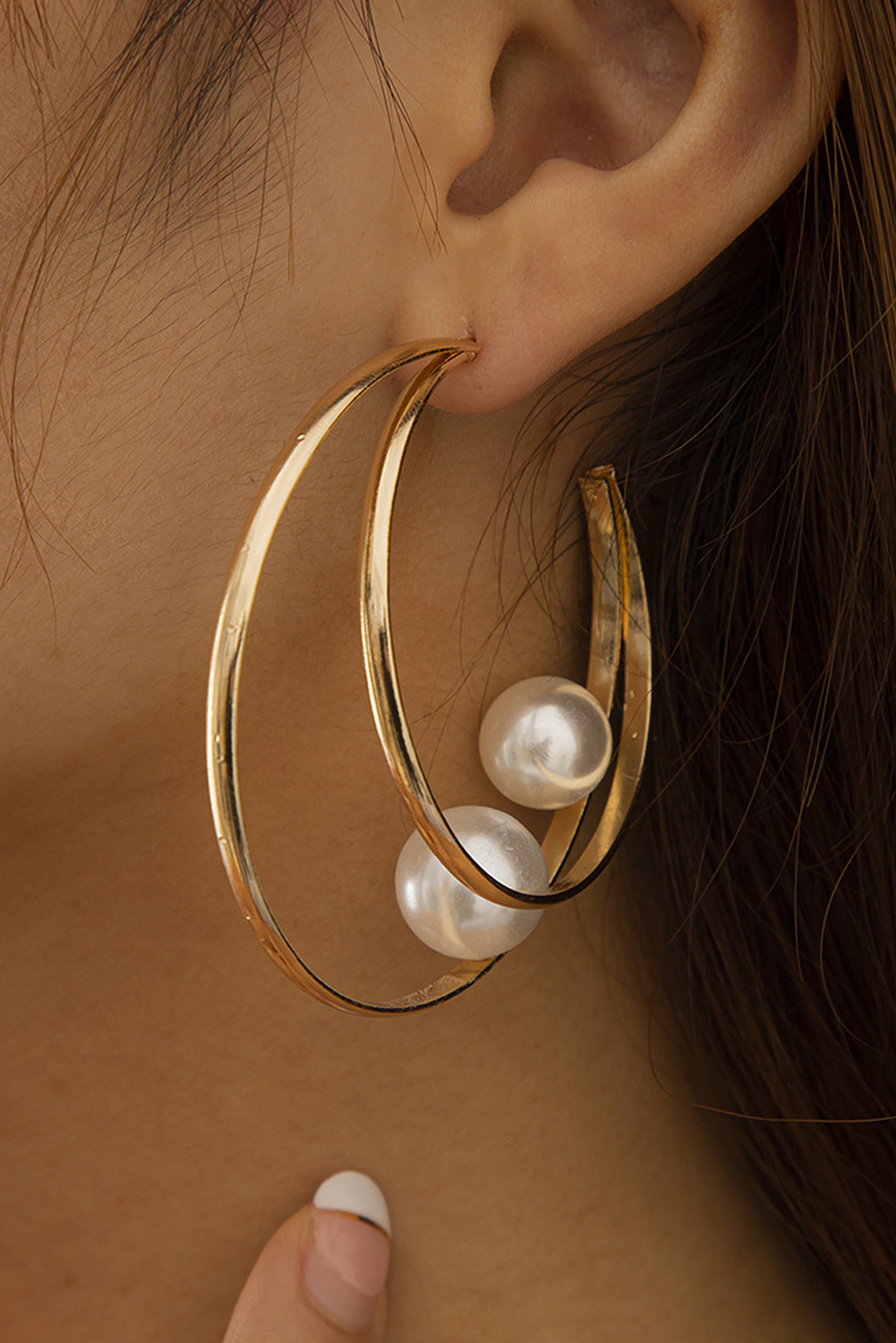 Gold Pearl Decor Dual Hook Earrings for Stylish Elegance