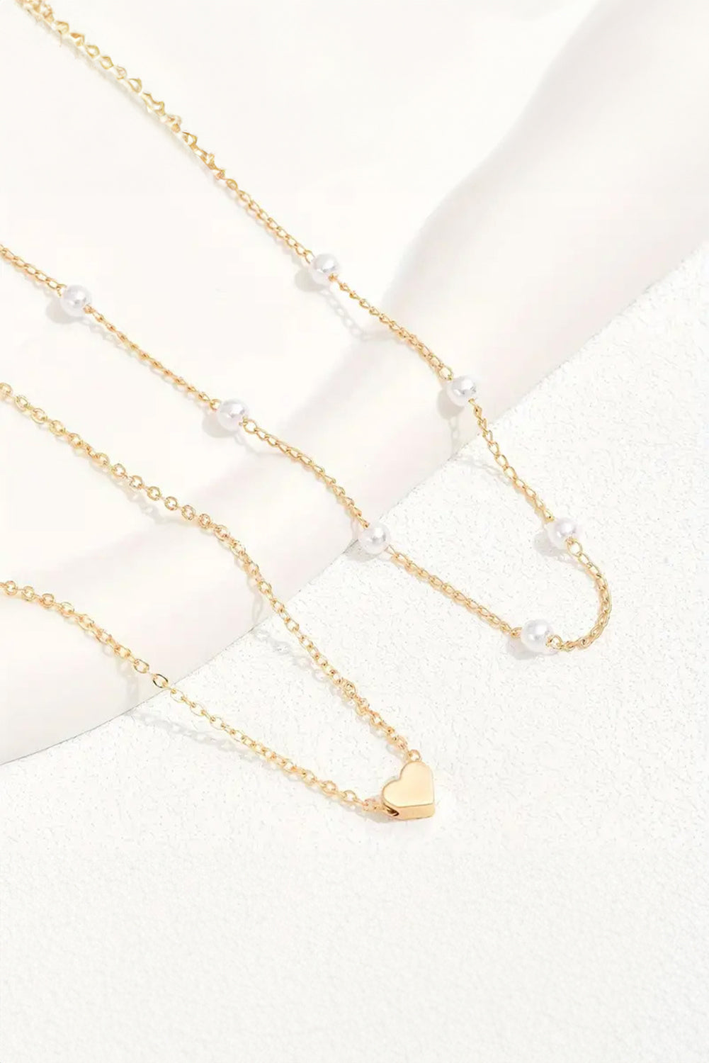 Gold Pearl Heart Chain Necklace for Elegant Style