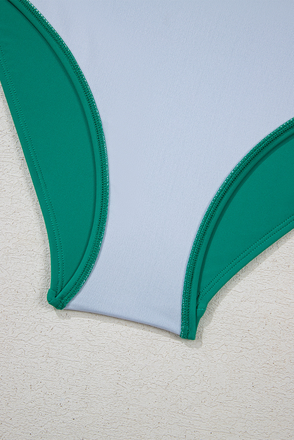 Sea Green Contrast Trim Colorblock High-Waisted Bikini Swimwear