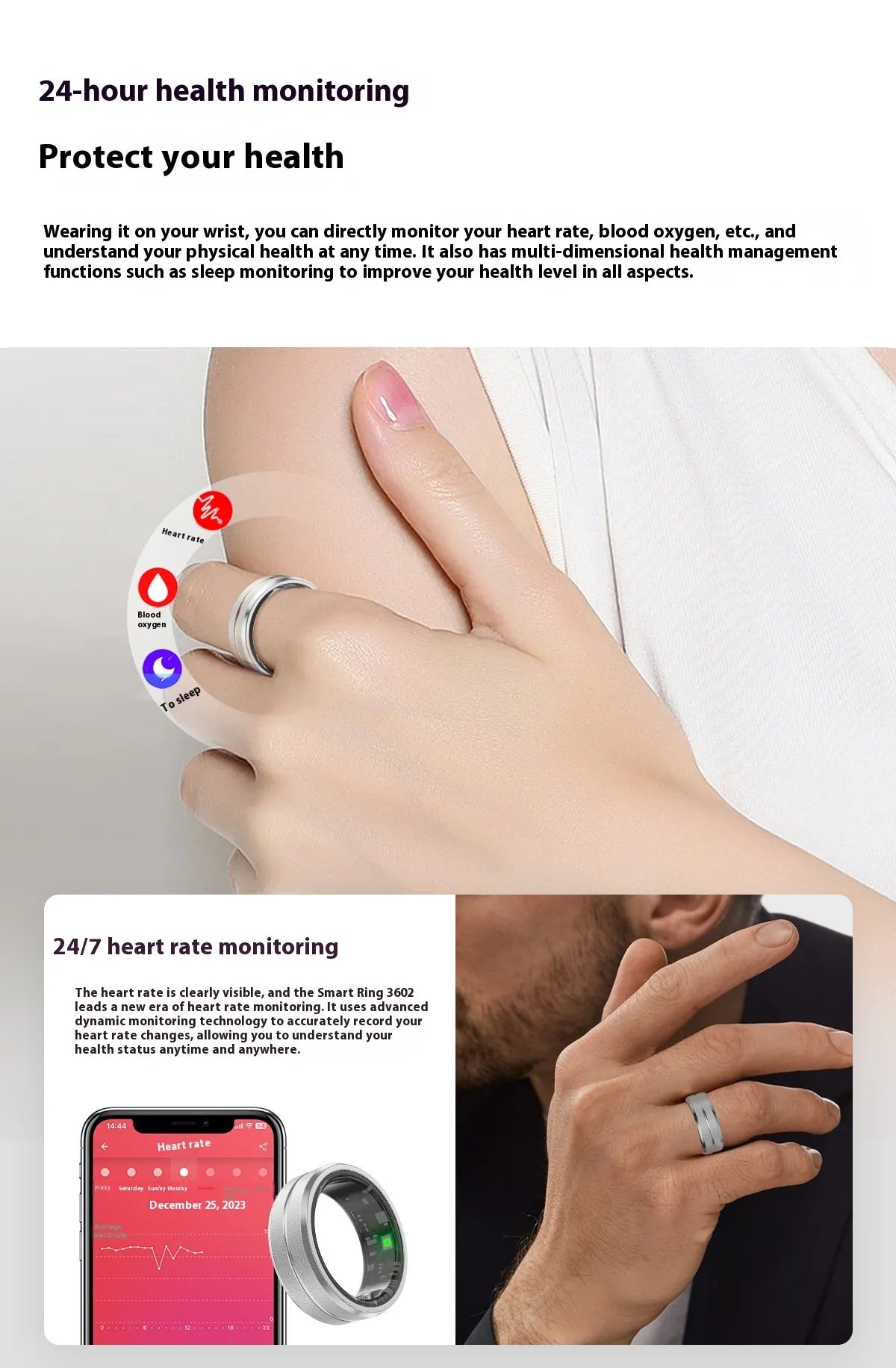 2024 Smart Ring - Tracker de salud y fitness