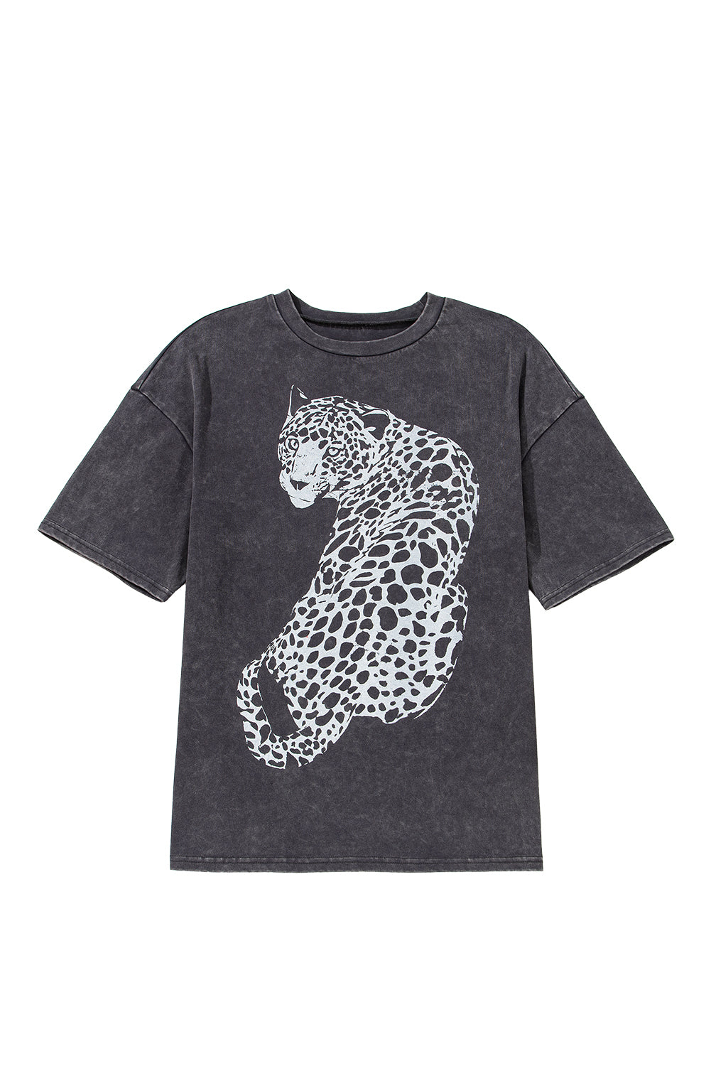 Medium Grey Vintage Cheetah Print Mineral Washed Tee