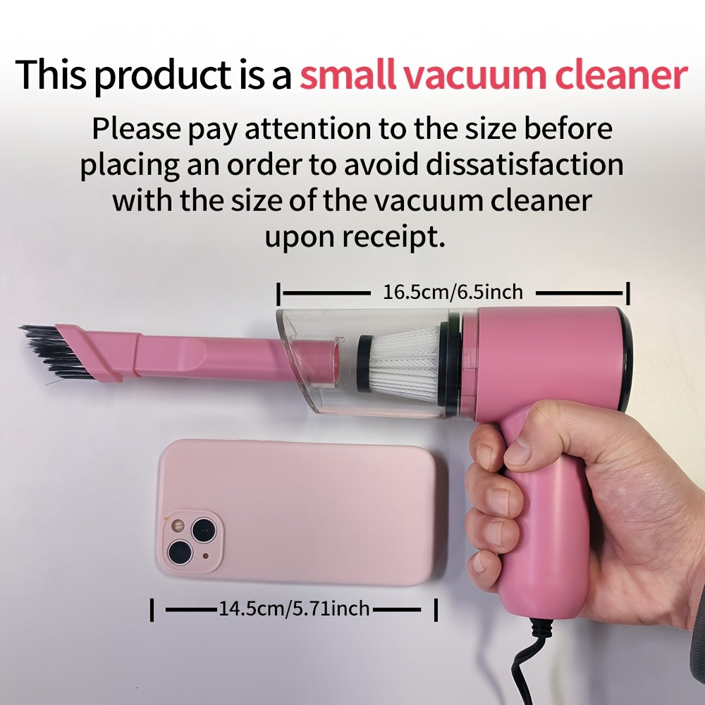 Powerful 12V Handheld Car Vacuum - Compact, Wired Design for Easy Dust & Pet Hair Removal, Includes Accessories Kit