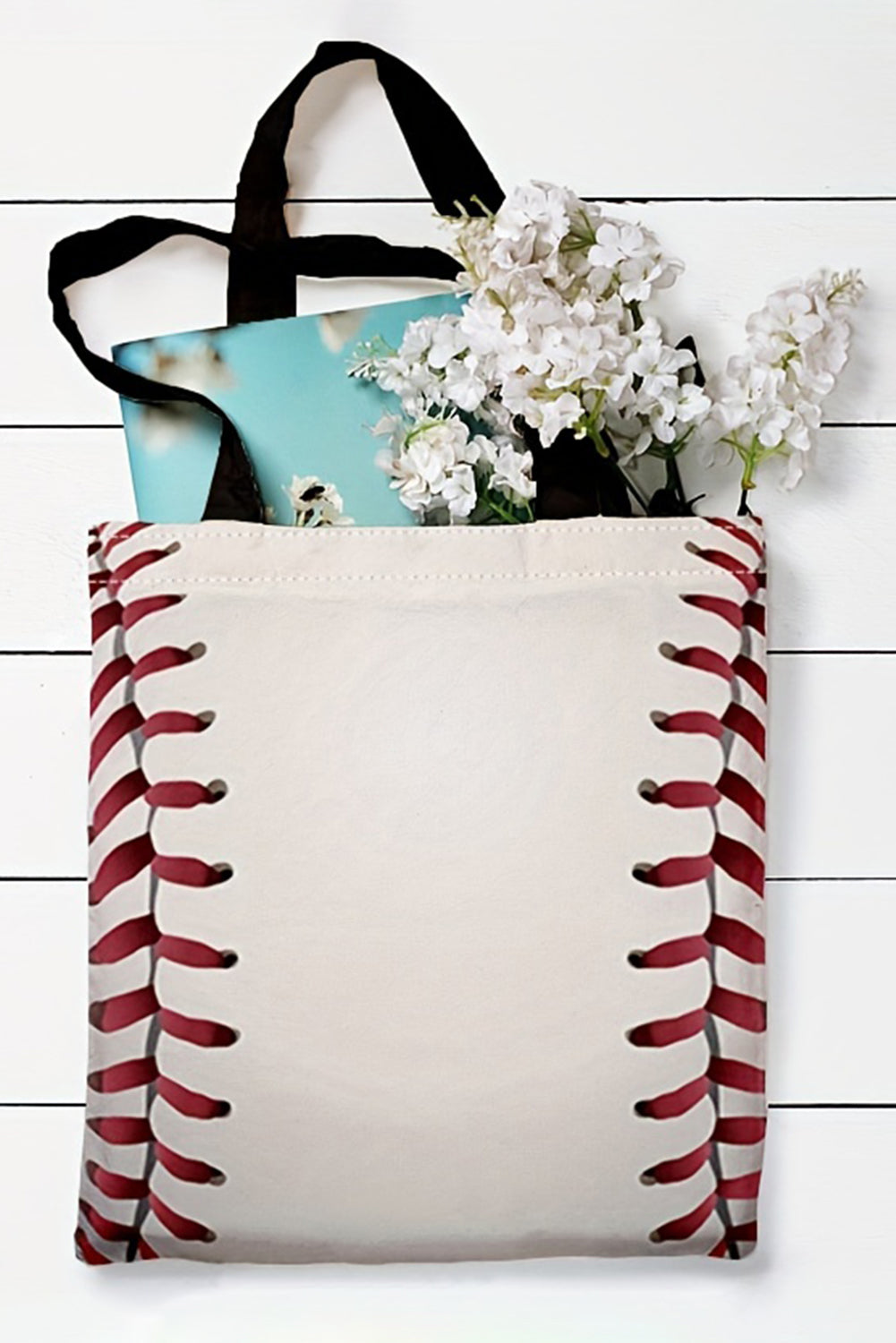 Bag du fourbapier en toile à imprimé de baseball blanc 34 * 2 * 31cm