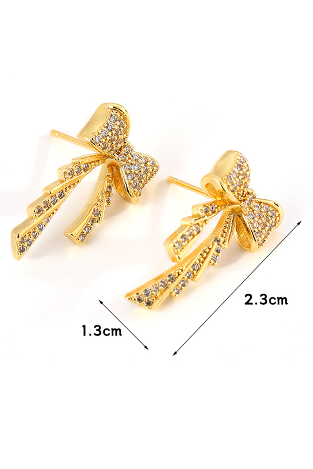 Gold Rhinestone Bow Knot Plated Stud Earrings for Women