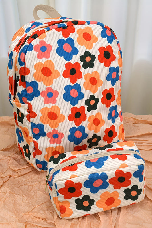 Sac à dos en veloursous à imprimé floral kaki 60s