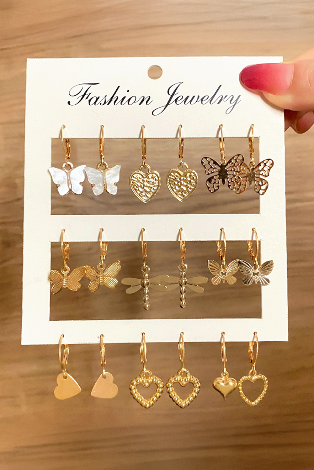 Gold Butterfly Heart Dragonfly Dangle Earrings for Women