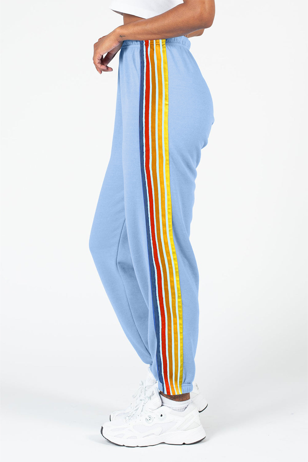 Dark Grey Rainbow Striped Jogger Sweatpants