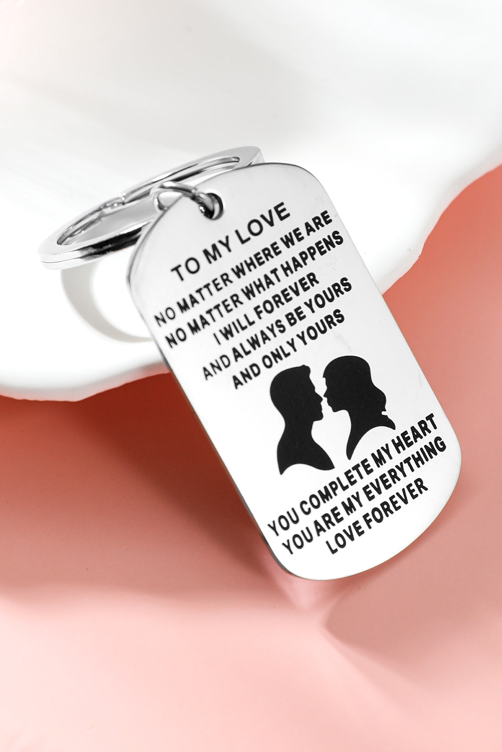 Silvery To MY LOVE Valentines Pendant Keychain Gift