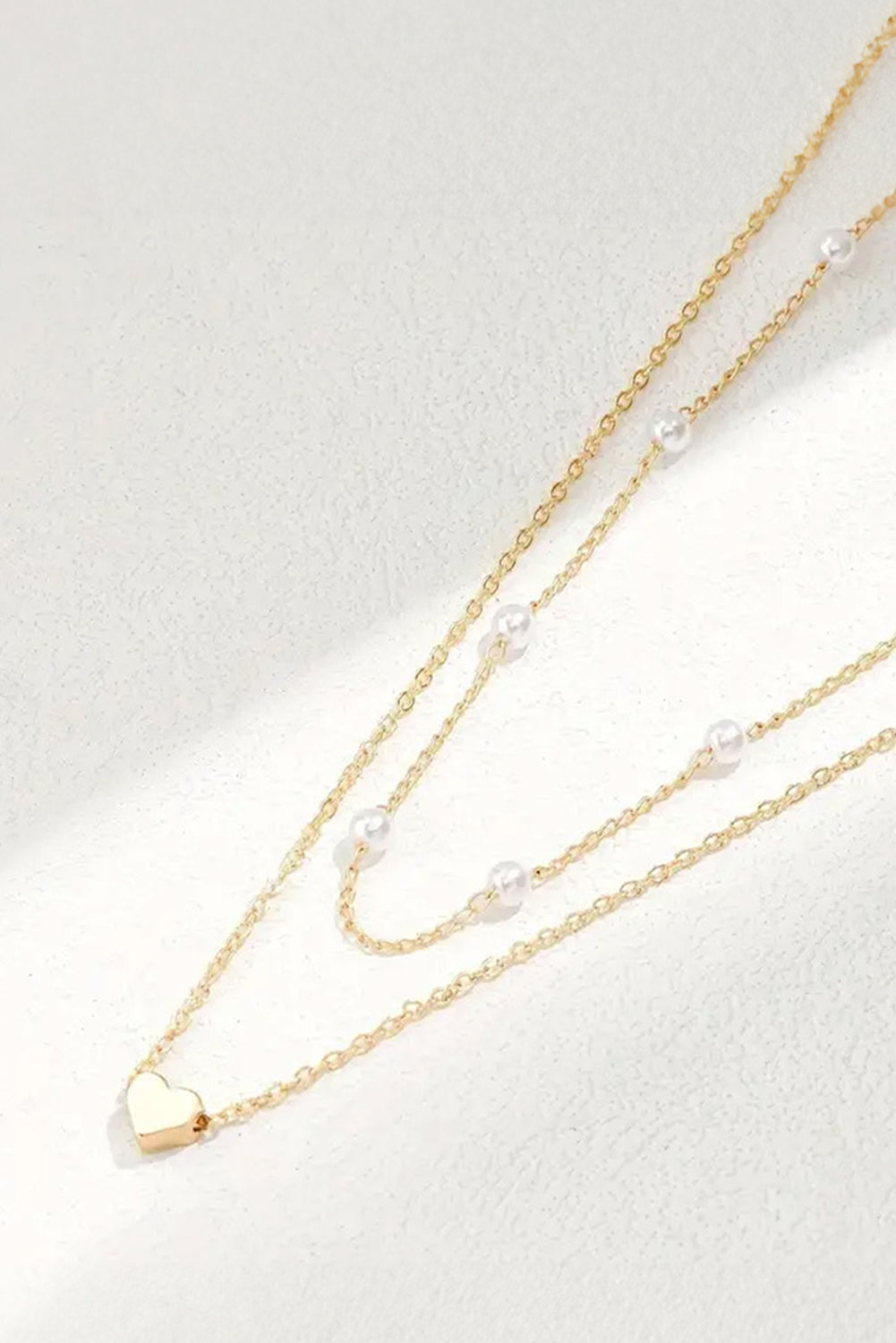 Gold Pearl Heart Chain Necklace for Elegant Style