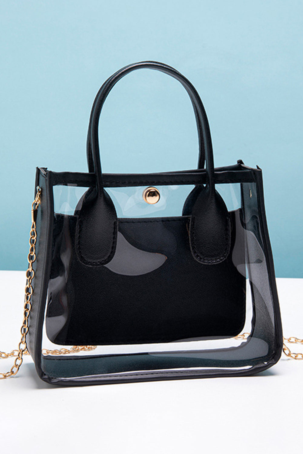 Sang d'épaule à chaîne en cuir Pu Pu Black Pu