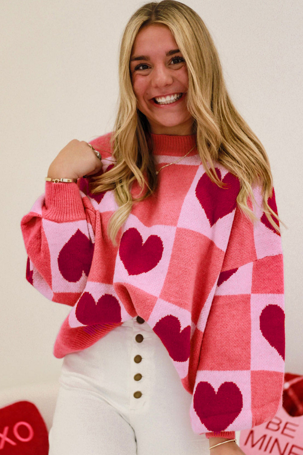 Pink Love Heart Checkered Gredered Greater