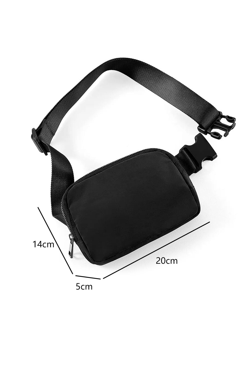 Black Waterproof Zipped Fanny Pack Crossbody Bag