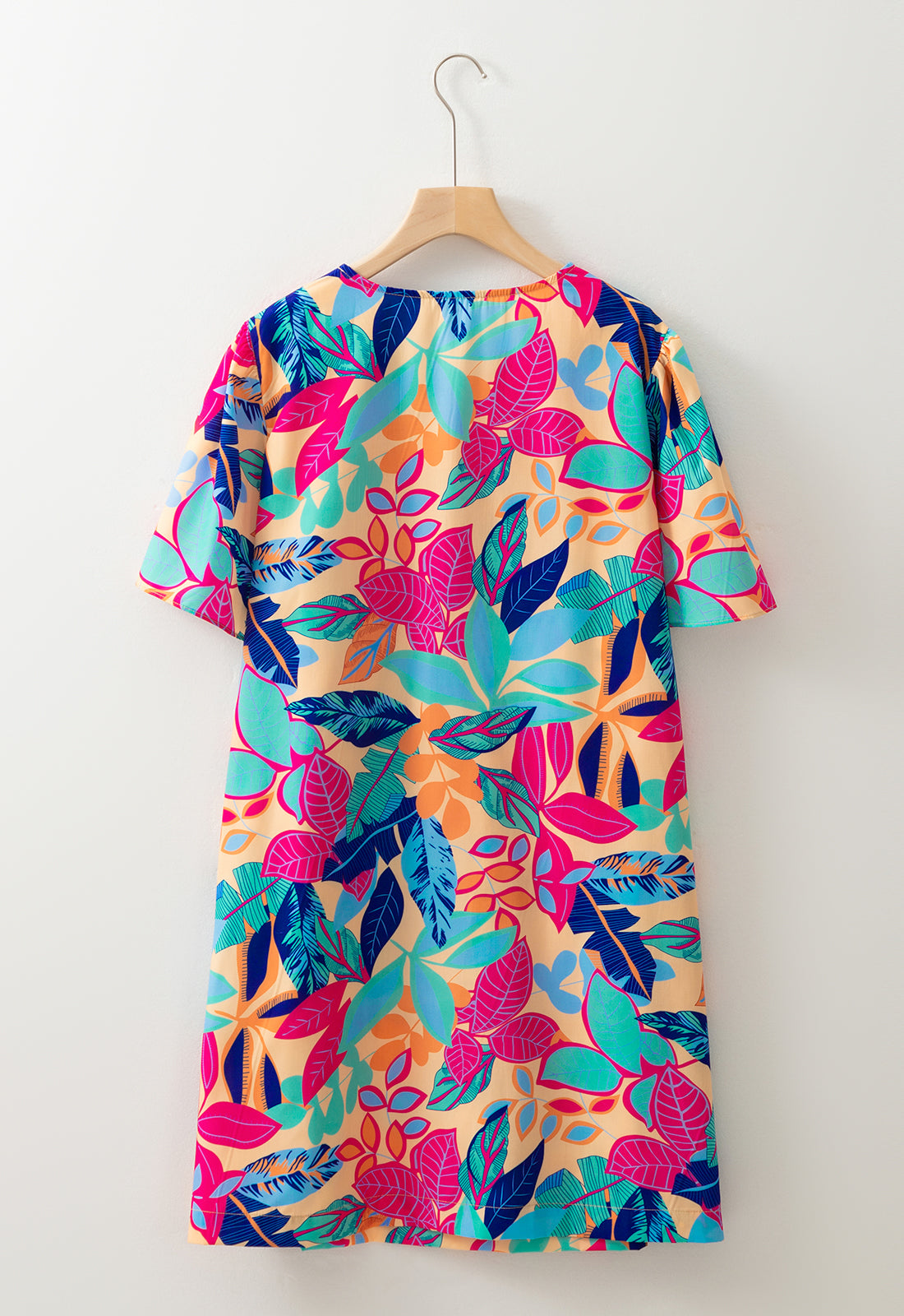 Multicolour Plus Size Leafy Print Shift Dress for Women