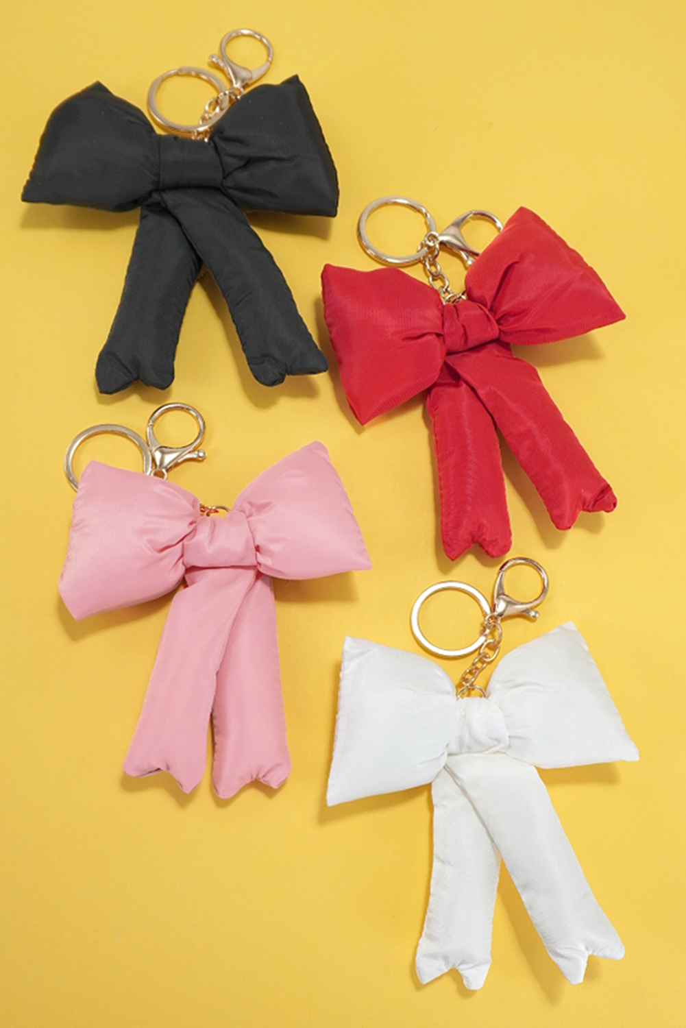 Pink Puff Bow Bag Charm Cute Keychain for Bags and Keys