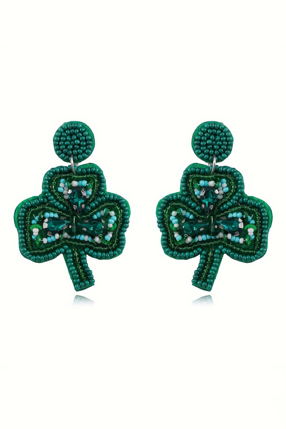 Pendientes de cuentas de color verde de St Patrick Blackish St.