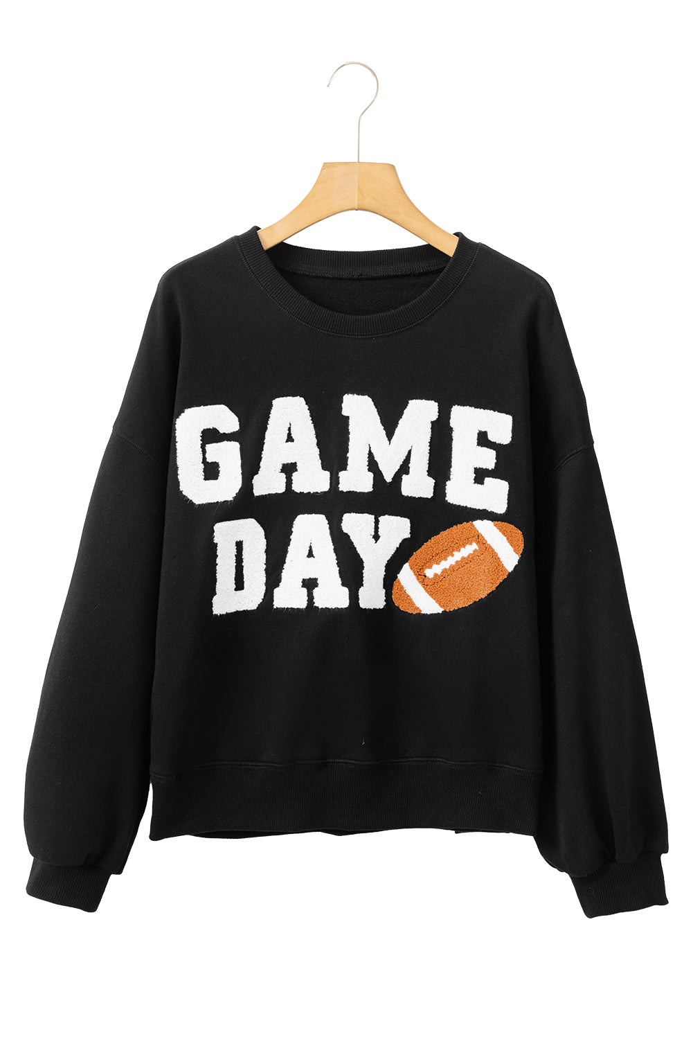 Schwarzes College-Sweatshirt mit GAME DAY-Grafik