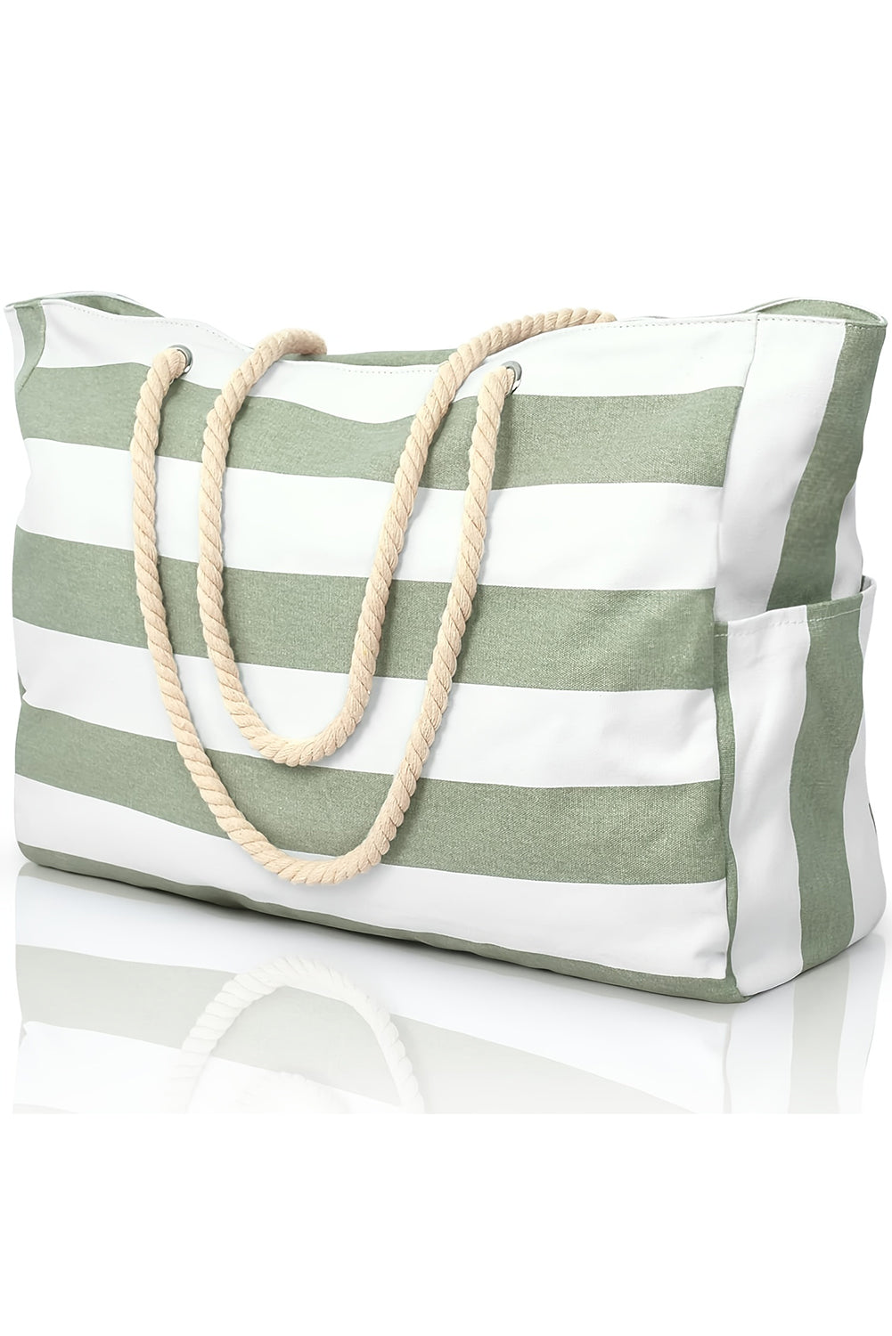 Gerbe Green Striped Corde Handle Tolevas grand sac fourre-tout