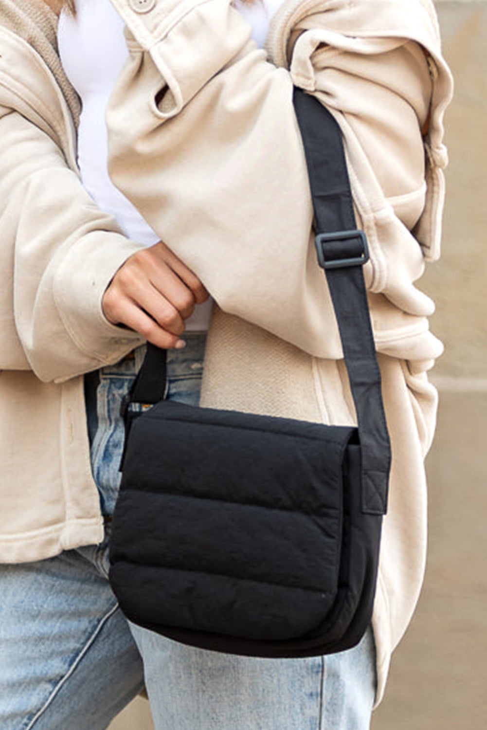 Sac à bandoulière en coton matelassé blanc