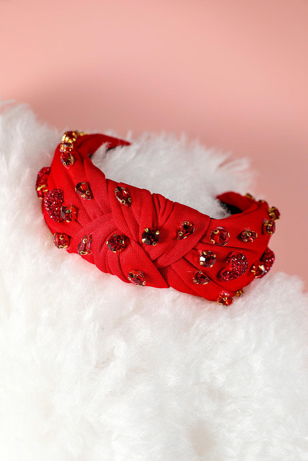 Fiery Red Heart Shape Crystal Headband