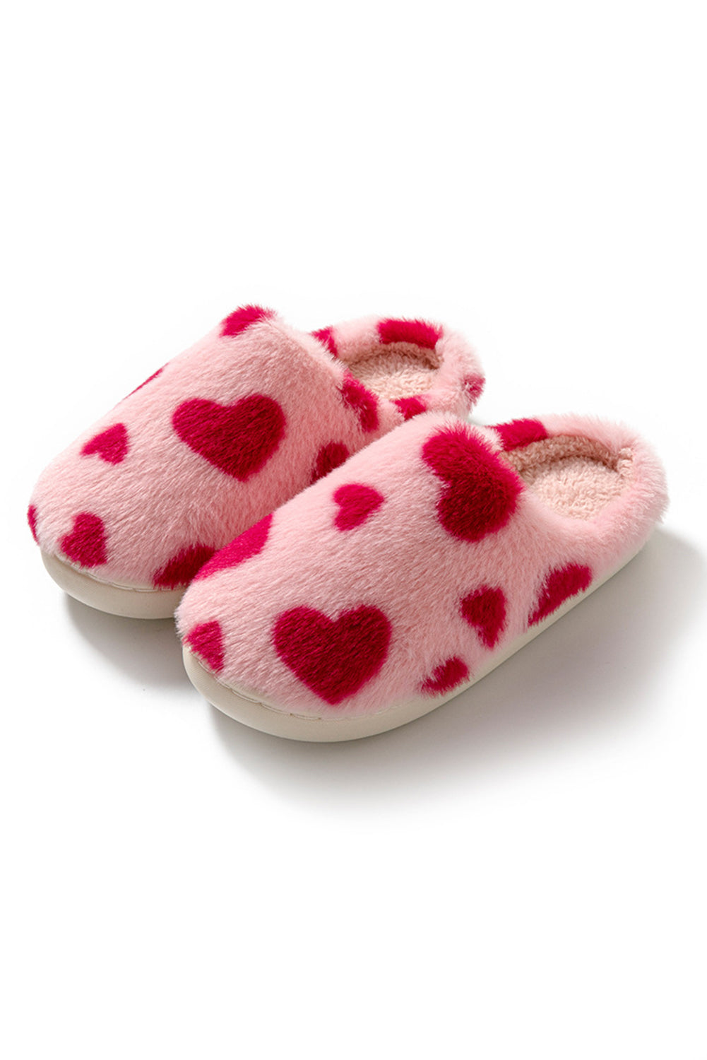 Fiery Red Valentines Heart Modem Hiver Fuzzy Slippers