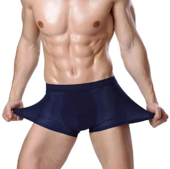 Men de soie de glace pour hommes Mesh U-Convex Boxer Briefs