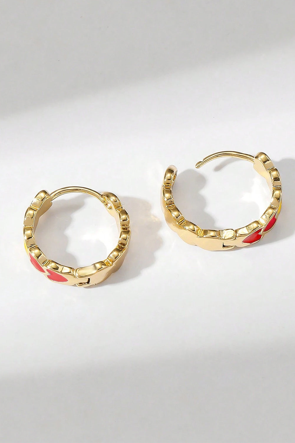 Fiery Red Valentine Heart Hoop Earrings for Romantic Style