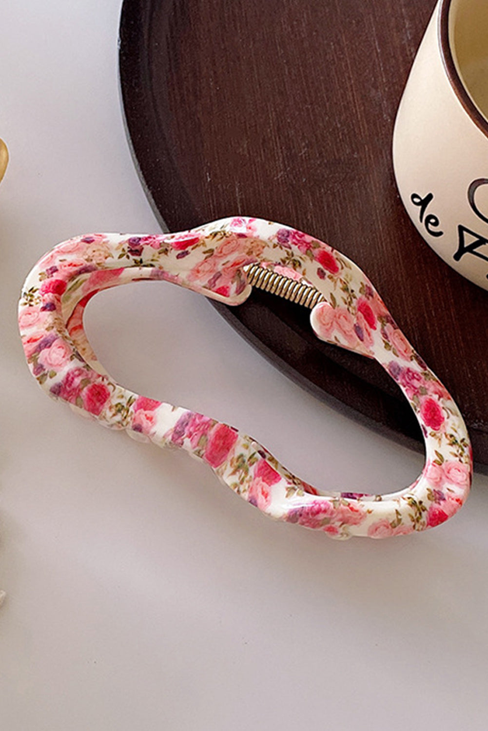 Strawberry Pink Floral Hollow Out Hair Claw Clip