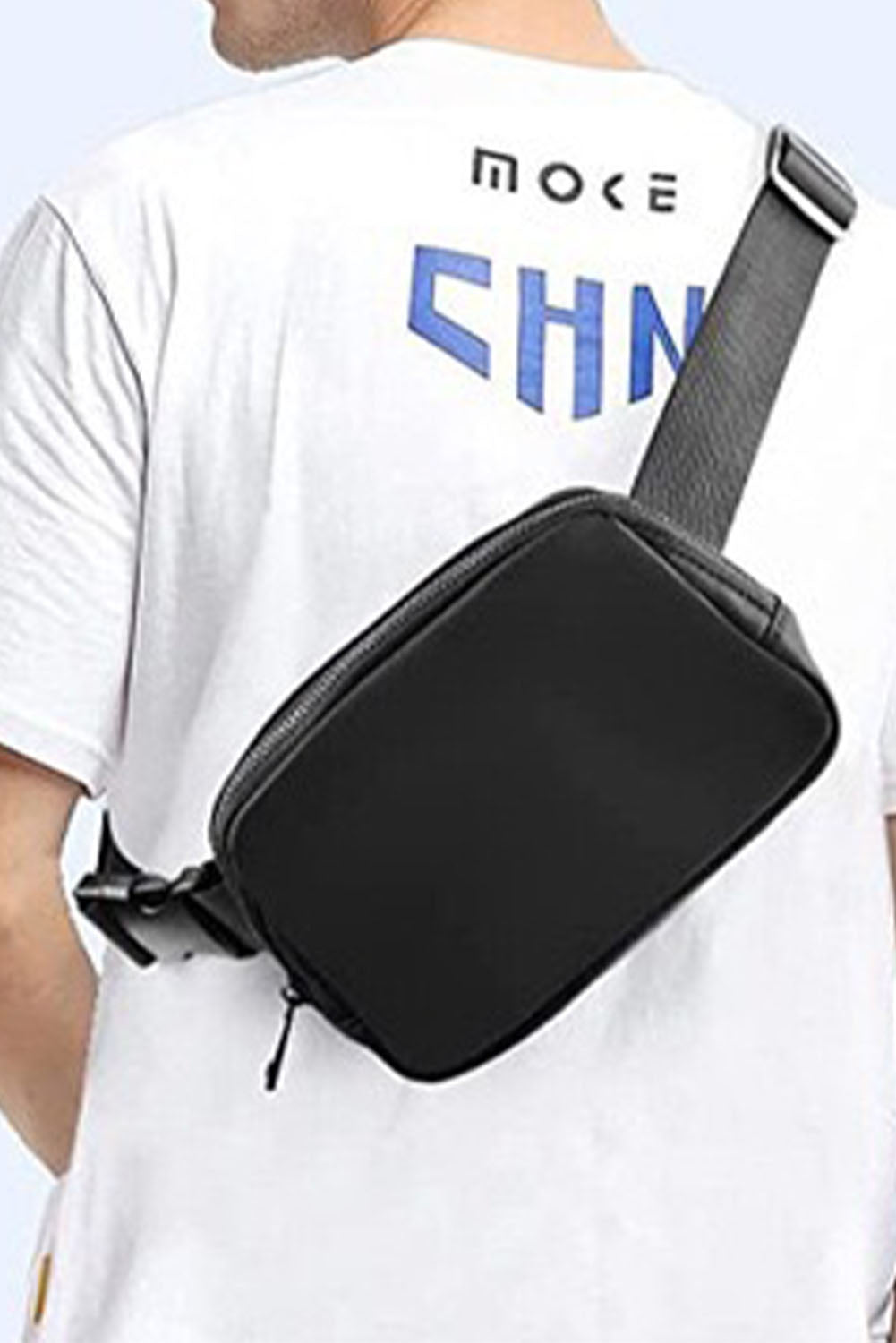 Black Waterproof Zipped Fanny Pack Crossbody Bag