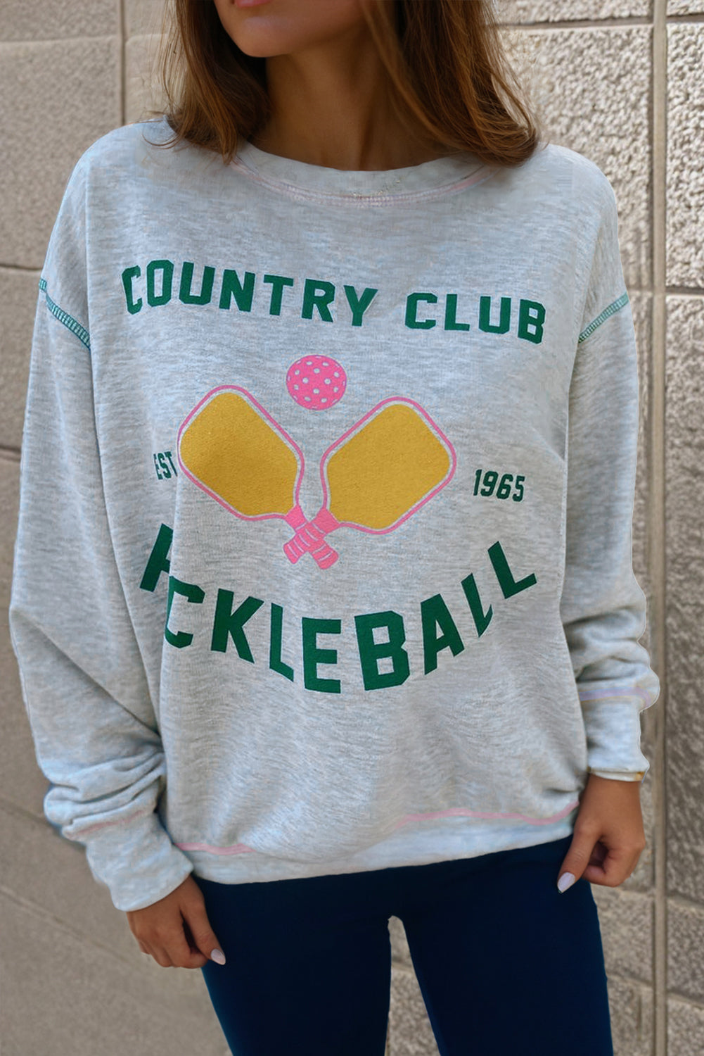 Sweat graphique de pickleball country gris gris clair