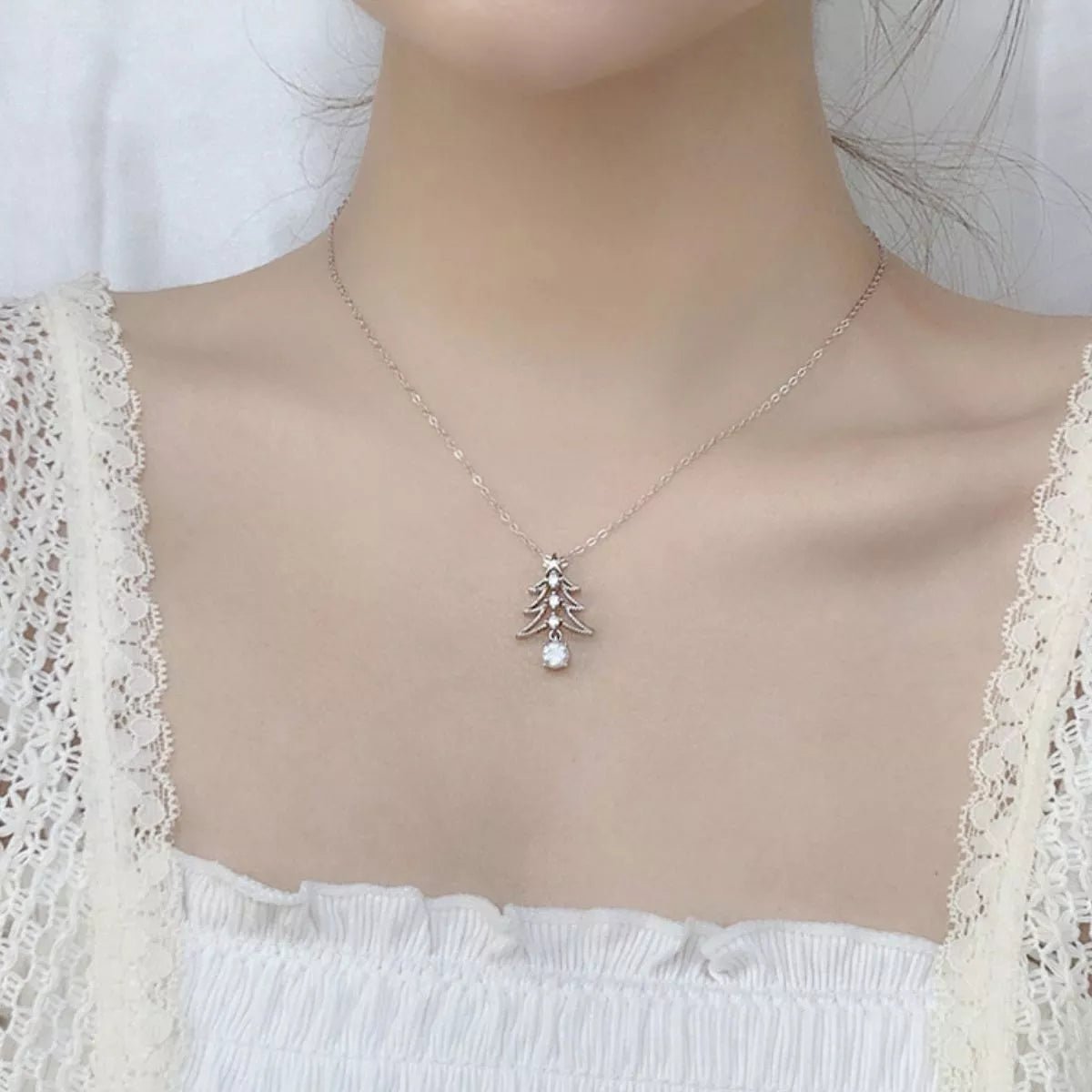 925 Sterling Silver Christmas Tree Pendant Necklace - MAD RUFFI