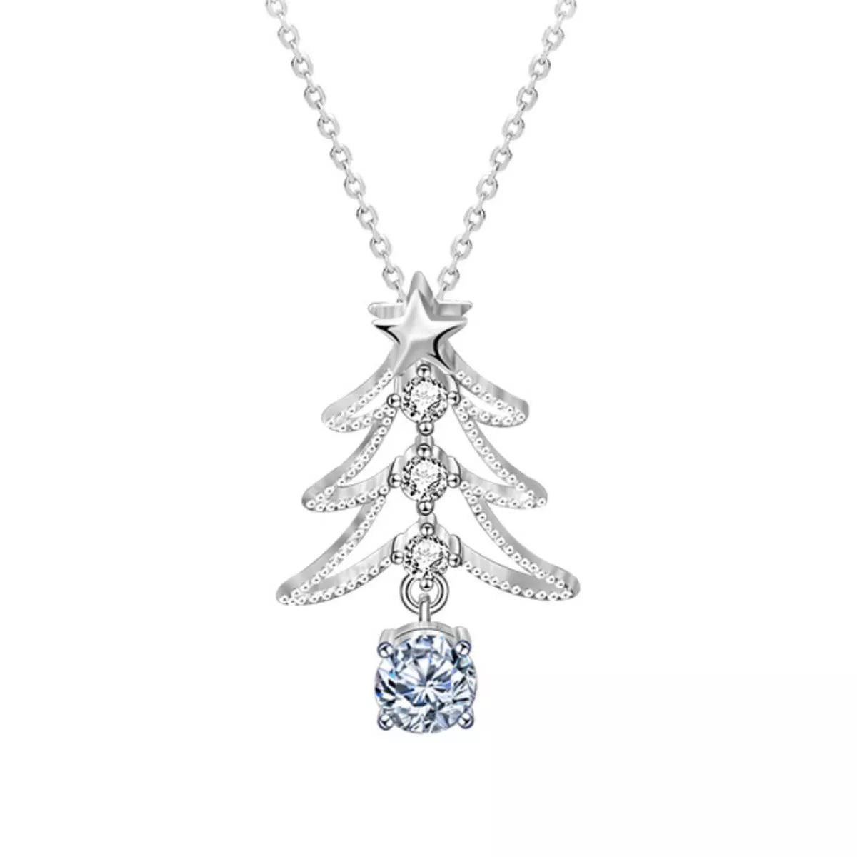 925 Sterling Silver Christmas Tree Pendant Necklace - MAD RUFFI