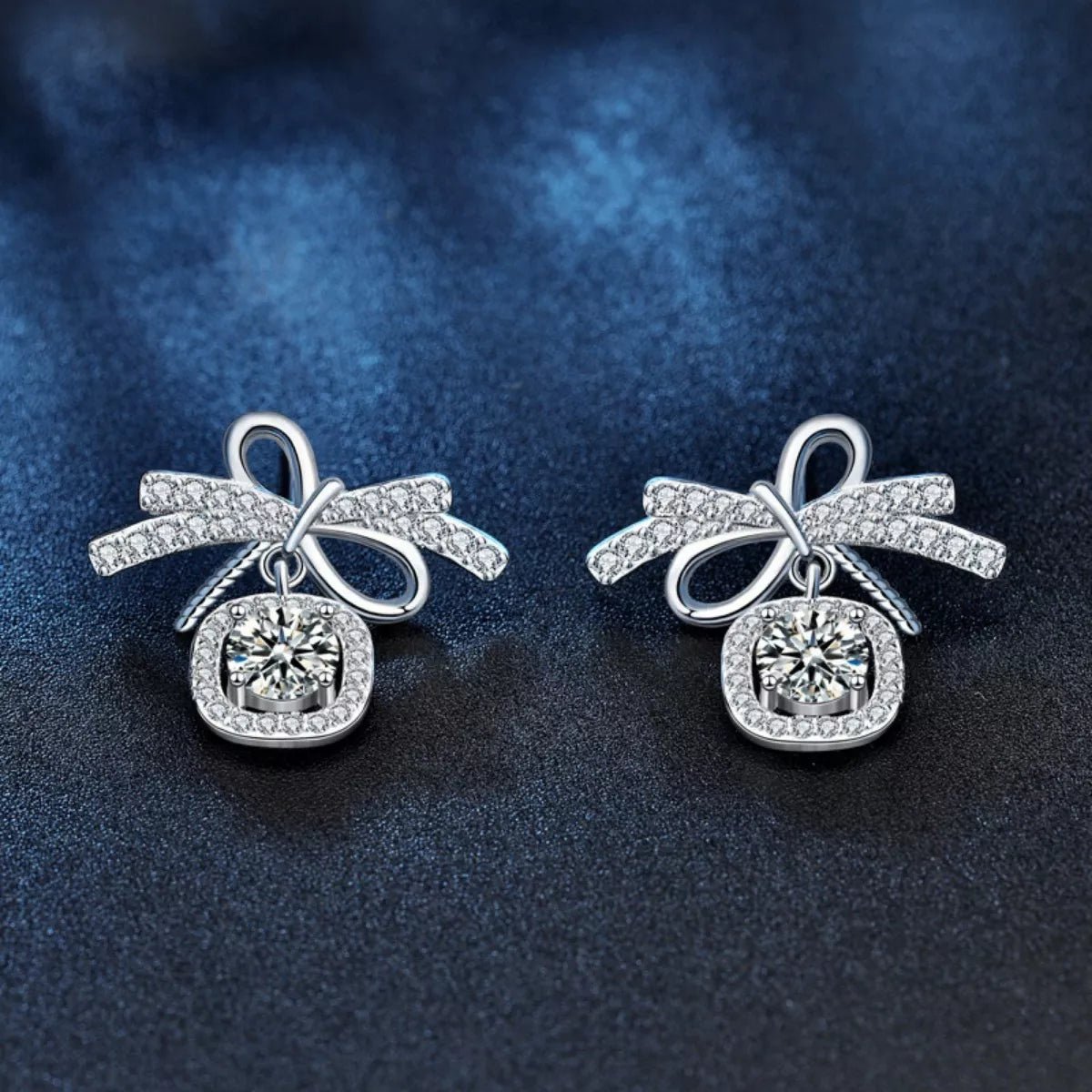 925 Sterling Silver Moissanite Bowknot Drop Earrings - MAD RUFFI