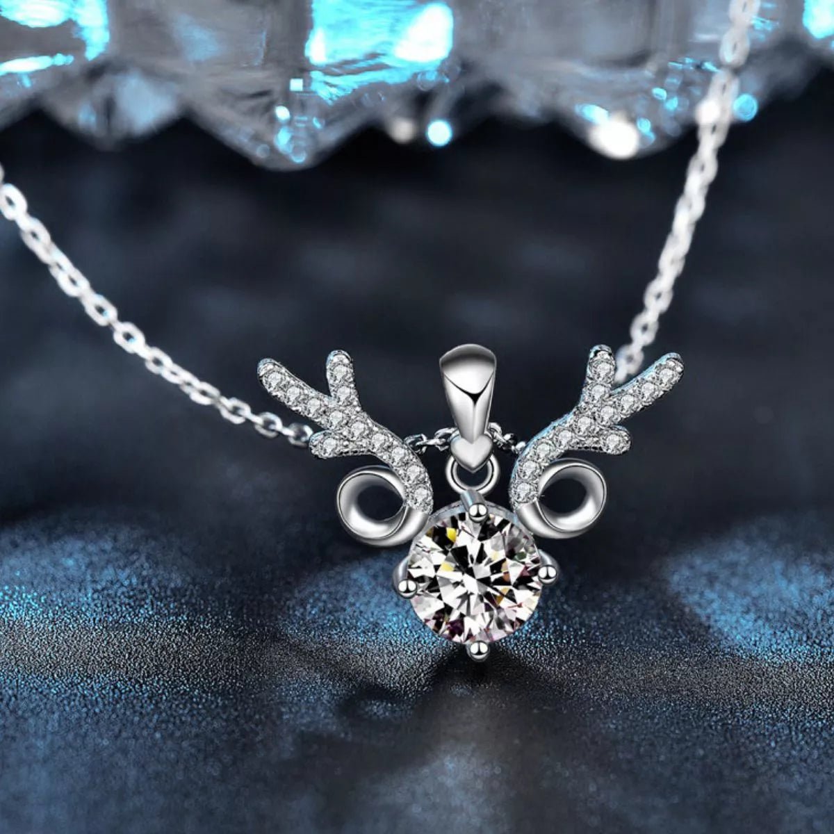 925 Sterling Silver Moissanite Deer Antler Pendant Necklace - MAD RUFFI