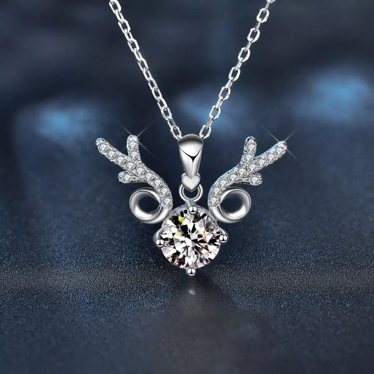 925 Sterling Silver Moissanite Deer Antler Pendant Necklace - MAD RUFFI