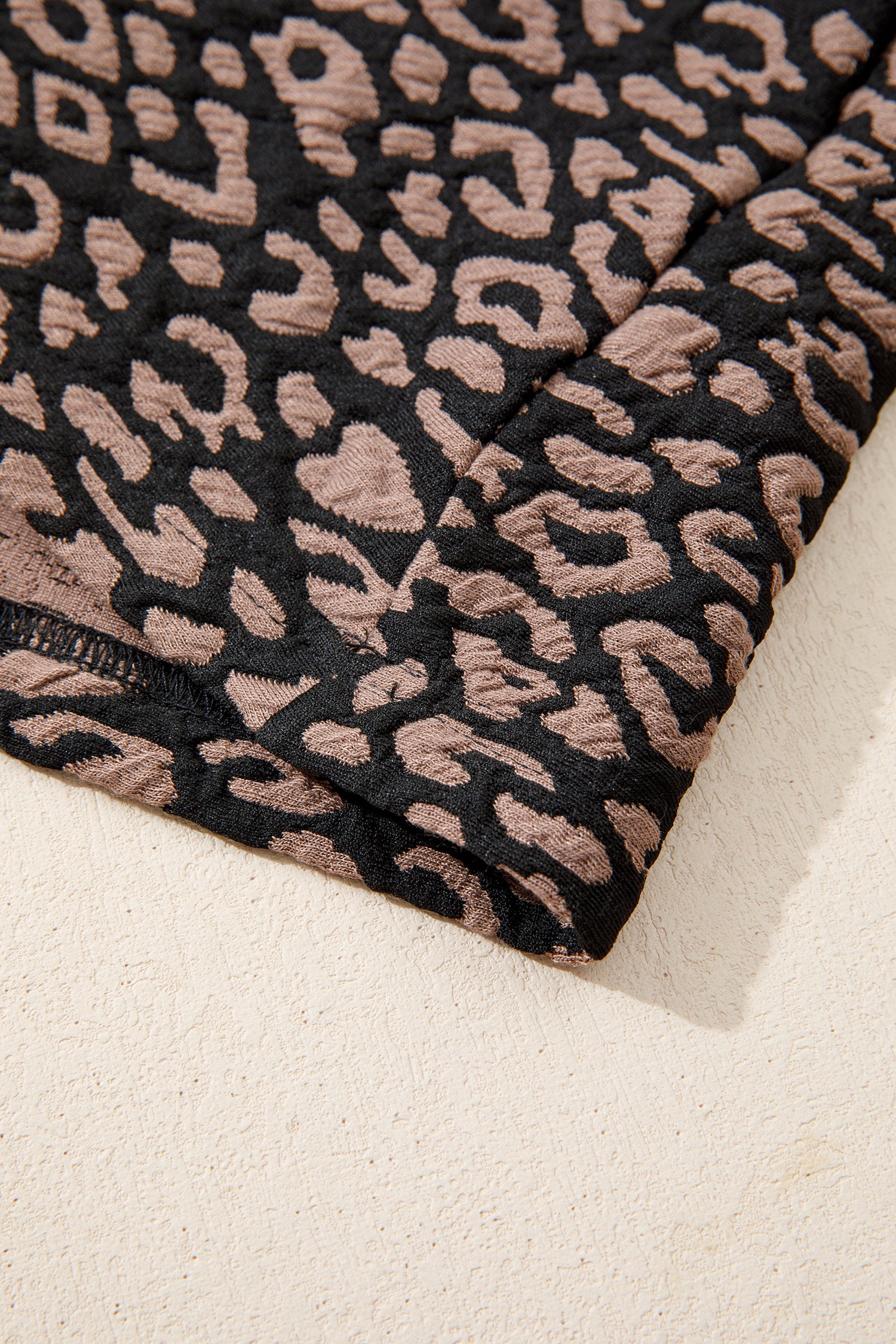 Black Leopard Print Bubble Sleeve Shift Mini Dress